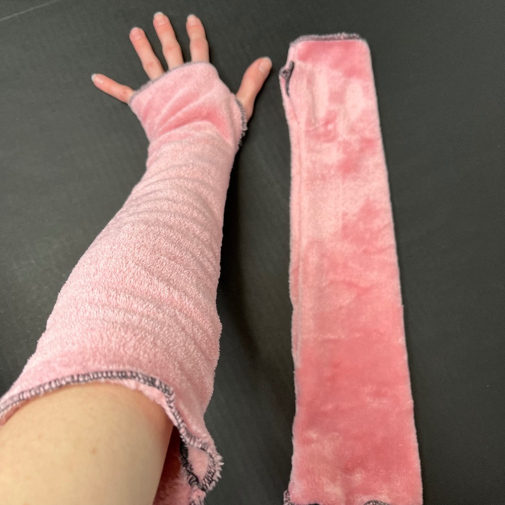 Fleece Fingerless Gloves Pink Fuzzy Arm Warmers Long Driving Covers Fur Warm Y2k